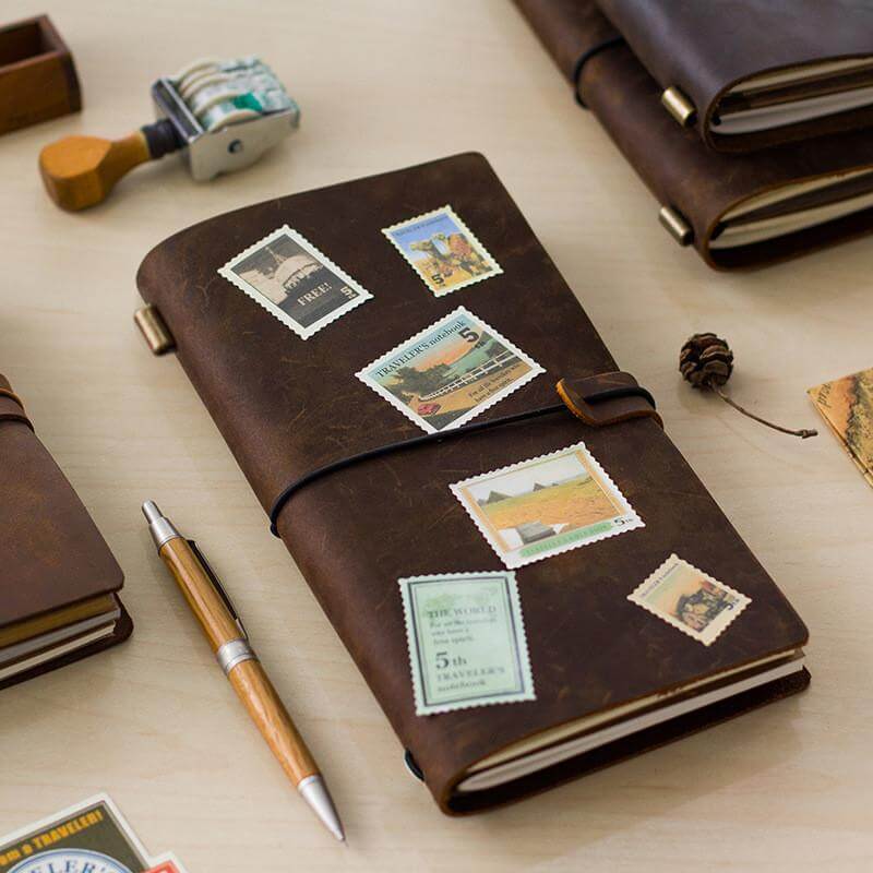 Genuine Leather Travellers Journal - Vintage Style