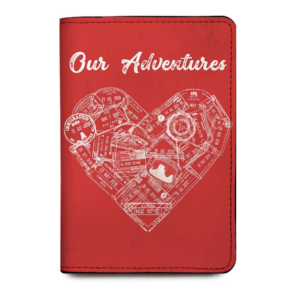 Passport Stamp Heart Personalized Passport Holder