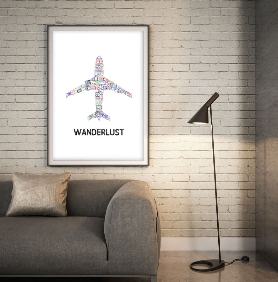Passport Stamp Plane Poster