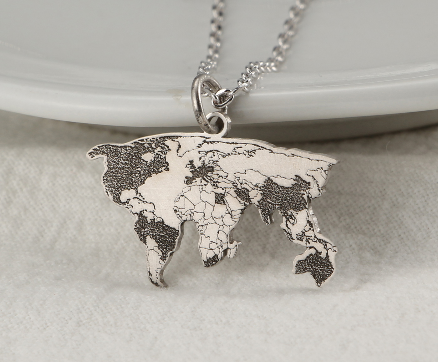 Personalized Visited Countries World Map Necklace