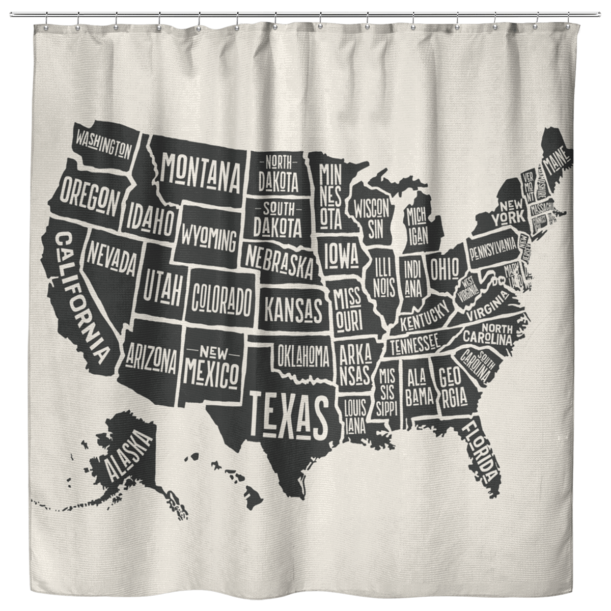 USA States Map Shower Curtain