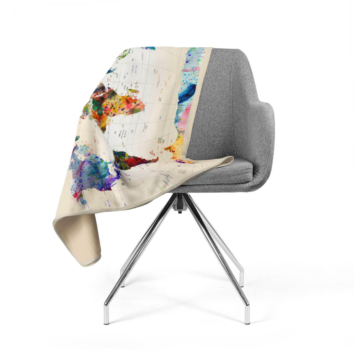 Watercolor World Map Blanket