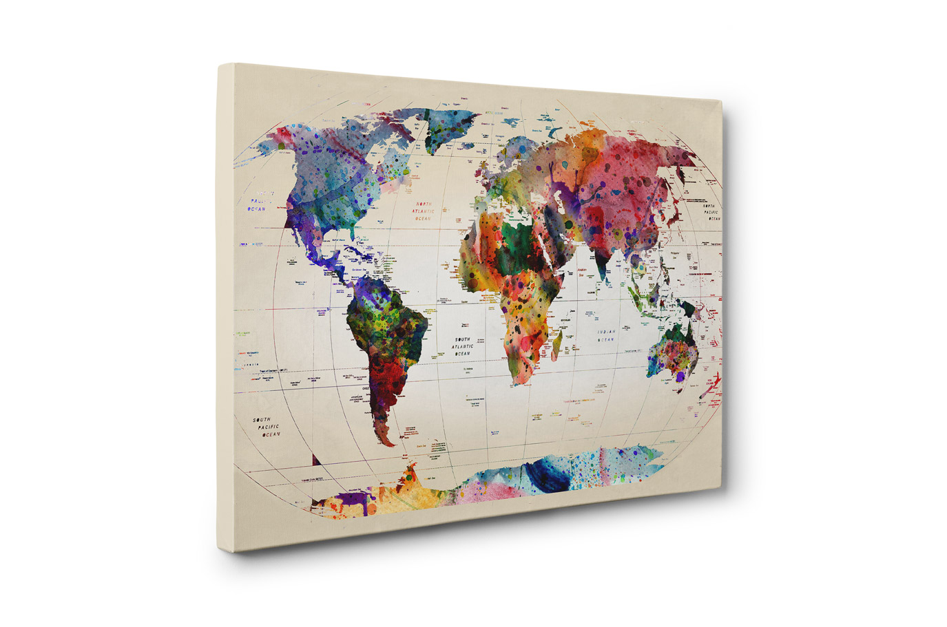 Watercolor World Map Canvas Print