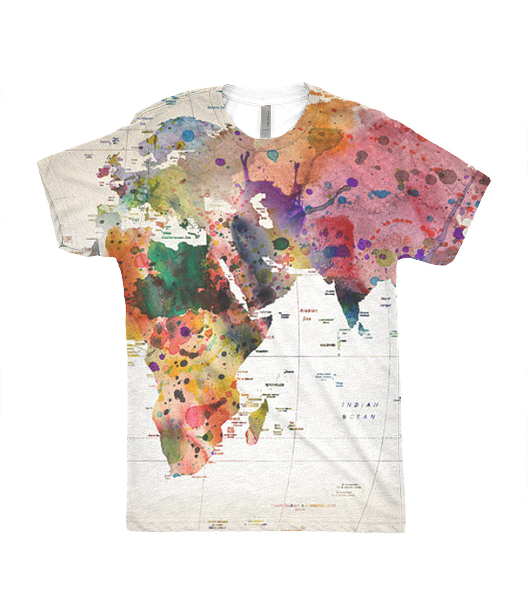 Watercolor World Map T-Shirt