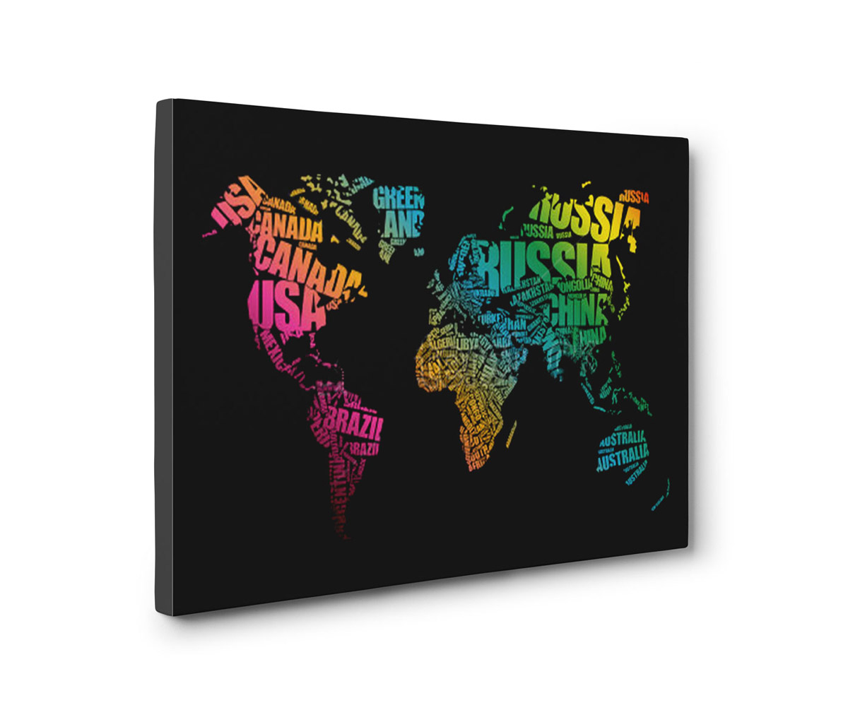 World Map Word Cloud Canvas Print