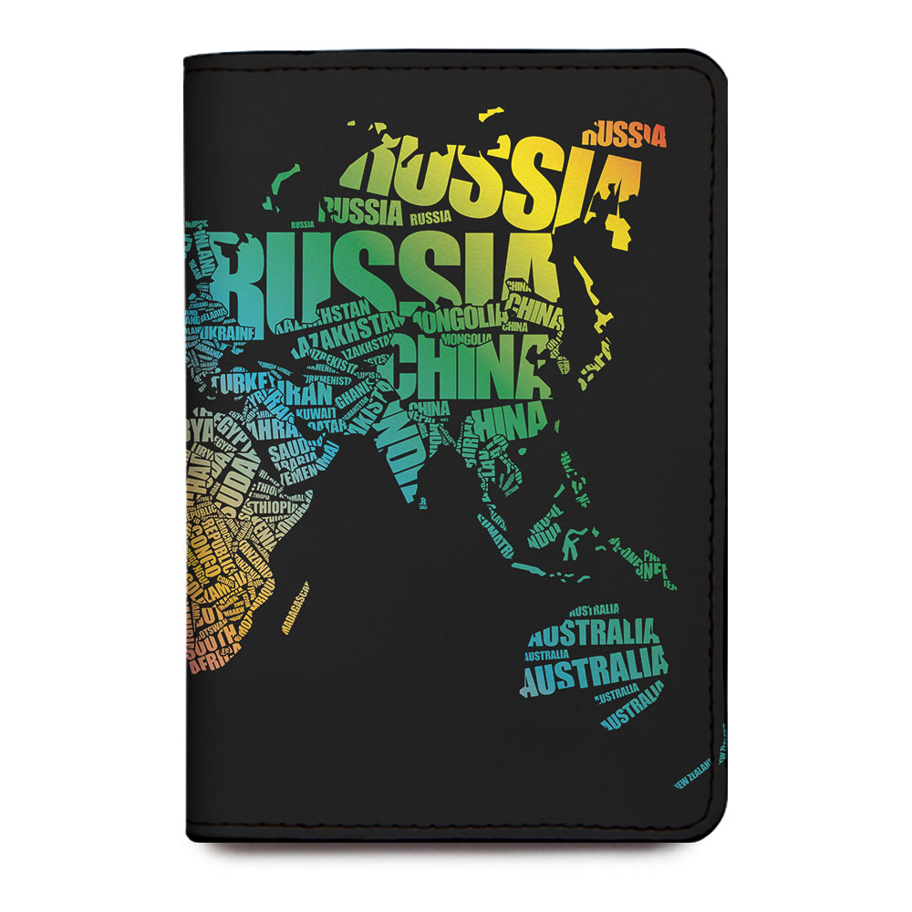 World Map Word Cloud Passport Holder